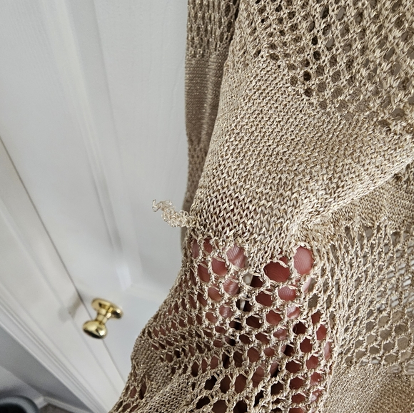 Michael Kors Gold Metalic Mesh Sweater L - Picture 6 of 7